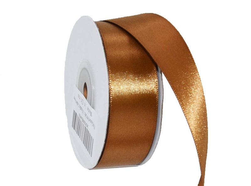 IHKFILAN Double Face Satin Ribbon 1Inchx25Yards Double Sided Solid Polyester Ribbon for Gift Wrapping Party Hair Braids Bow Baby Shower Decoration Floral Arrangement Craft Supplies,Golden Brown - Image 2